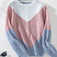 Color Block Round Neck Long Sleeve Sweater