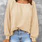 Square Neck Waffle-Knit Top