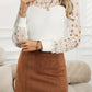 Hollowed Floral Lace Spliced Long Sleeve Blouse