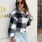 Plaid Dropped Shoulder Buttoned Jacket