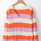 Color Block V-Neck Long Sleeve Sweater