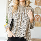 Animal Print Ruffle Collar Flounce Sleeve Blouse