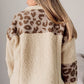 Pocketed Leopard Collared Neck Sherpa Jacket