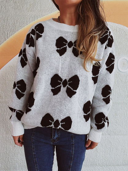 Bow-Tied Beauty Dropped Shoulder Sweater