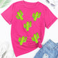 Rose Red Western Sequin Cactus Round Neck Graphic T Shirt