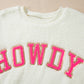 HOWDY Patched Round Neck Sherpa Sweatshirt