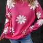 Daisy Round Neck Dropped Shoulder Sweater