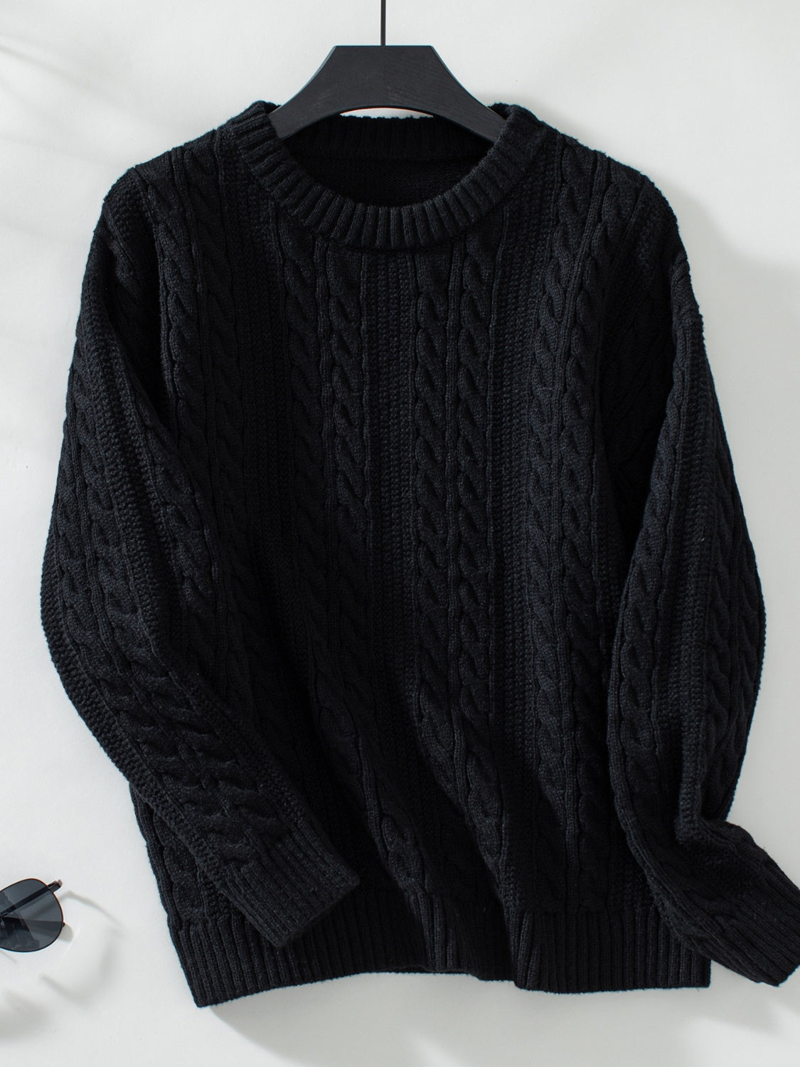 Cable-Knit Long Sleeve Sweater