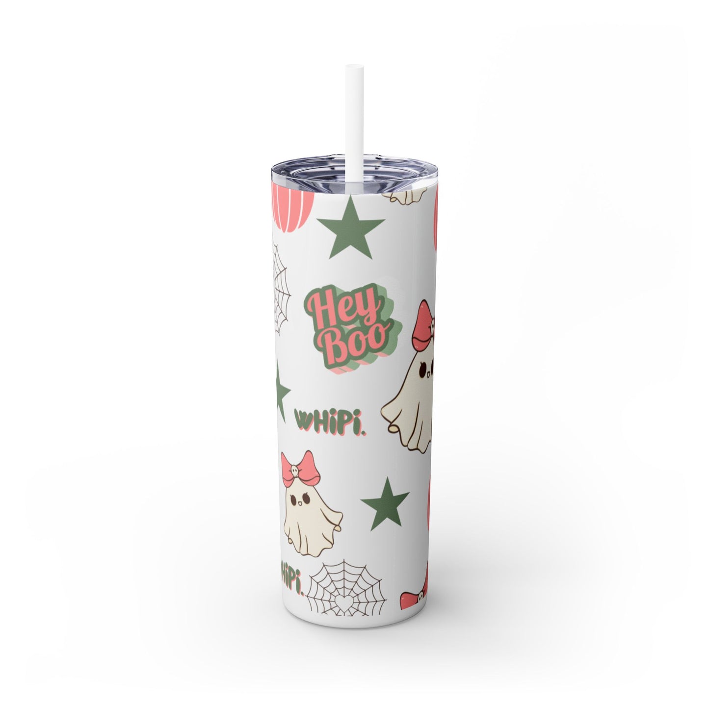 Hey Boo Skinny Tumbler with Straw, 20oz