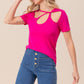 BiBi Cutout Asymmetrical Neck Short Sleeve T-Shirt