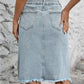 Raw Hem Slit Denim Skirt