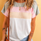 Color Block Round Neck Short Sleeve T-Shirt