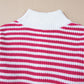 Striped Half Zip Mock Neck Long Sleeve Sweater