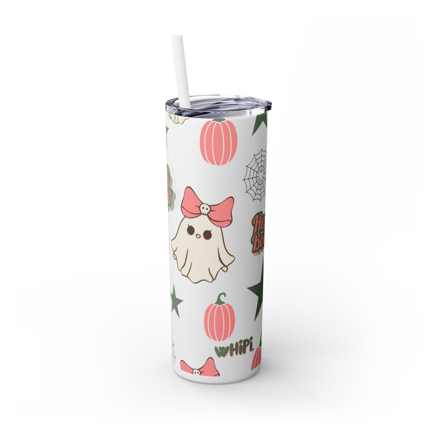 Hey Boo Skinny Tumbler with Straw, 20oz