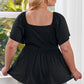 Plus Size Drawstring Sweetheart Neck Babydoll Blouse