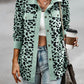 Full Size Leopard Collared Neck Button Up Long Sleeve Jacket