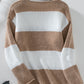 Color Block V-Neck Long Sleeve Sweater