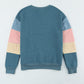 Color Block Round Neck Long Sleeve Sweatshirt