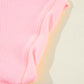 Pink Plus Size Ribbed Exposed Seam Tee and Shorts Set