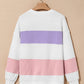 Color Block Round Neck Long Sleeve Sweatshirt