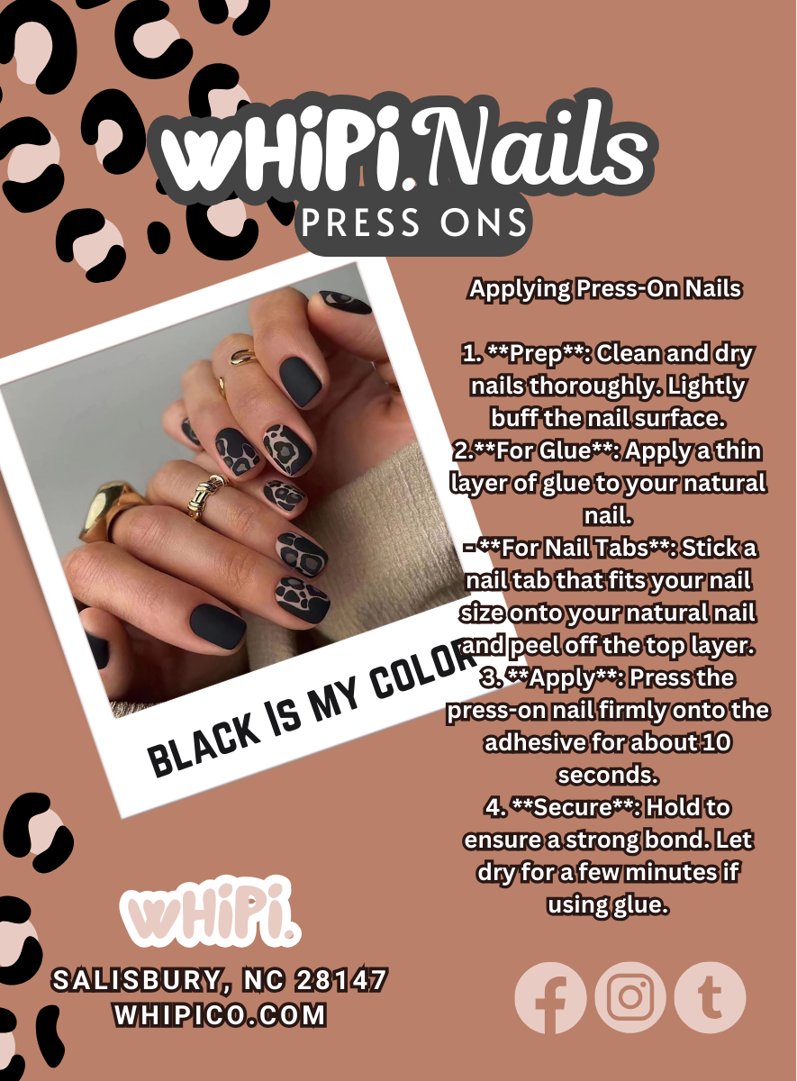 wHiPi. Press On Nails - Black Is My Color