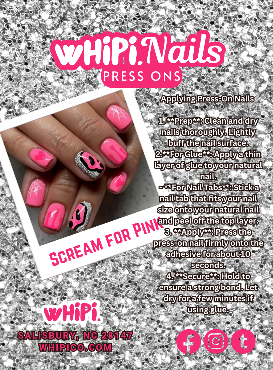 wHiPi. Press On Nails - Scream for Pink