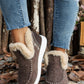 Furry Suede Round Toe Flat Sneakers