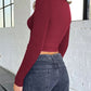 Buttoned V-Neck Long Sleeve T-Shirt