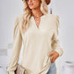 V-Neck Puff Sleeve Blouse