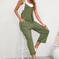 Pocketed Adjustable Spaghetti Strap Straight Leg Jumpsuit