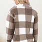 Plaid Collared Neck Drop Shoulder Jacket