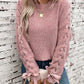 Lace Up Round Neck Long Sleeve Sweater