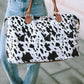 White Animal Print Leather Tote Bag