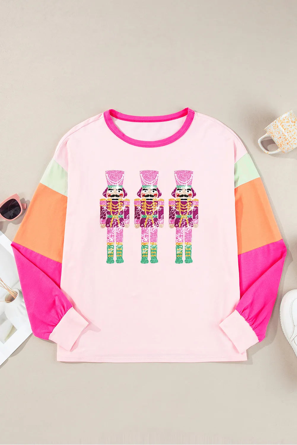 Sequin Nutcracker Color Block Long Sleeve