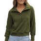 Sea Green Fleece Lined Zip Up Stand Collar Thumbhole Sleeve Sweatshirt