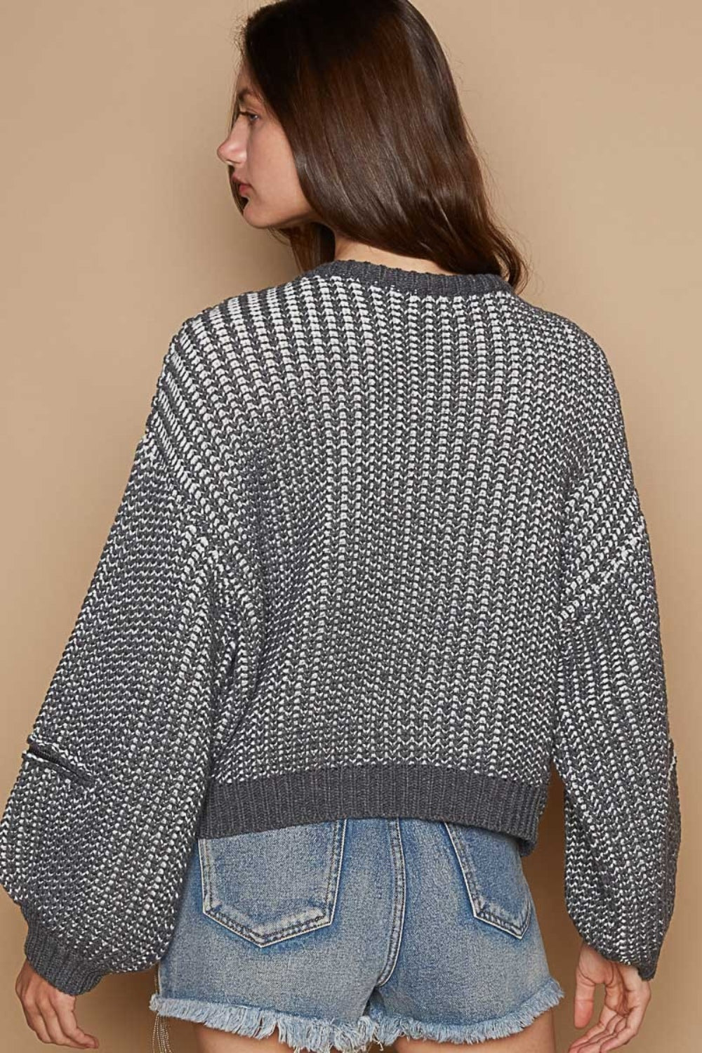 Grey Heart Patch Zipper Sweater—All Heart—Valentine's Day Collection