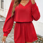 Devine Cutout V-Neck Long Sleeve Mini Dress