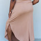 Doublju Comfort Princess Full Size High Waist Scoop Hem Maxi Skirt in Tan