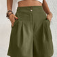 Pocketed Half Elastic Waist Shorts