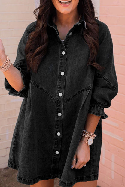 Oversized Distressed Midi-Denim Dress