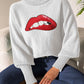 Lip Turtleneck Long Sleeve Sweater