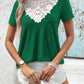 Ivy Lane Spliced Lace Contrast Short Sleeve Top