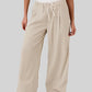 Contrast Waistband Drawstring Wide Leg Pants