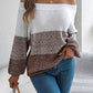 Color Block Off-Shoulder Long Sleeve Sweater