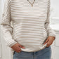 Devine Striped Round Neck Dropped Shoulder Sweater