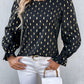 Perfee Printed Round Neck Flounce Sleeve Blouse