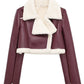 Collared Neck Long Sleeve Plush Cropped Jacket