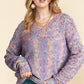 Heathered V-Neck Dropped Shoulder Sweater