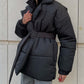 Puffer Long Sleeve Winter Coat with Belt