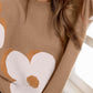 Flower Round Neck Dropped Shoulder Sweater